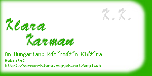 klara karman business card